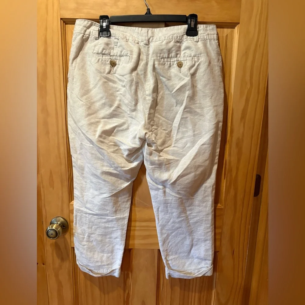 Banana Republic Women's Linen cotton Cropped cuffed pants size 10